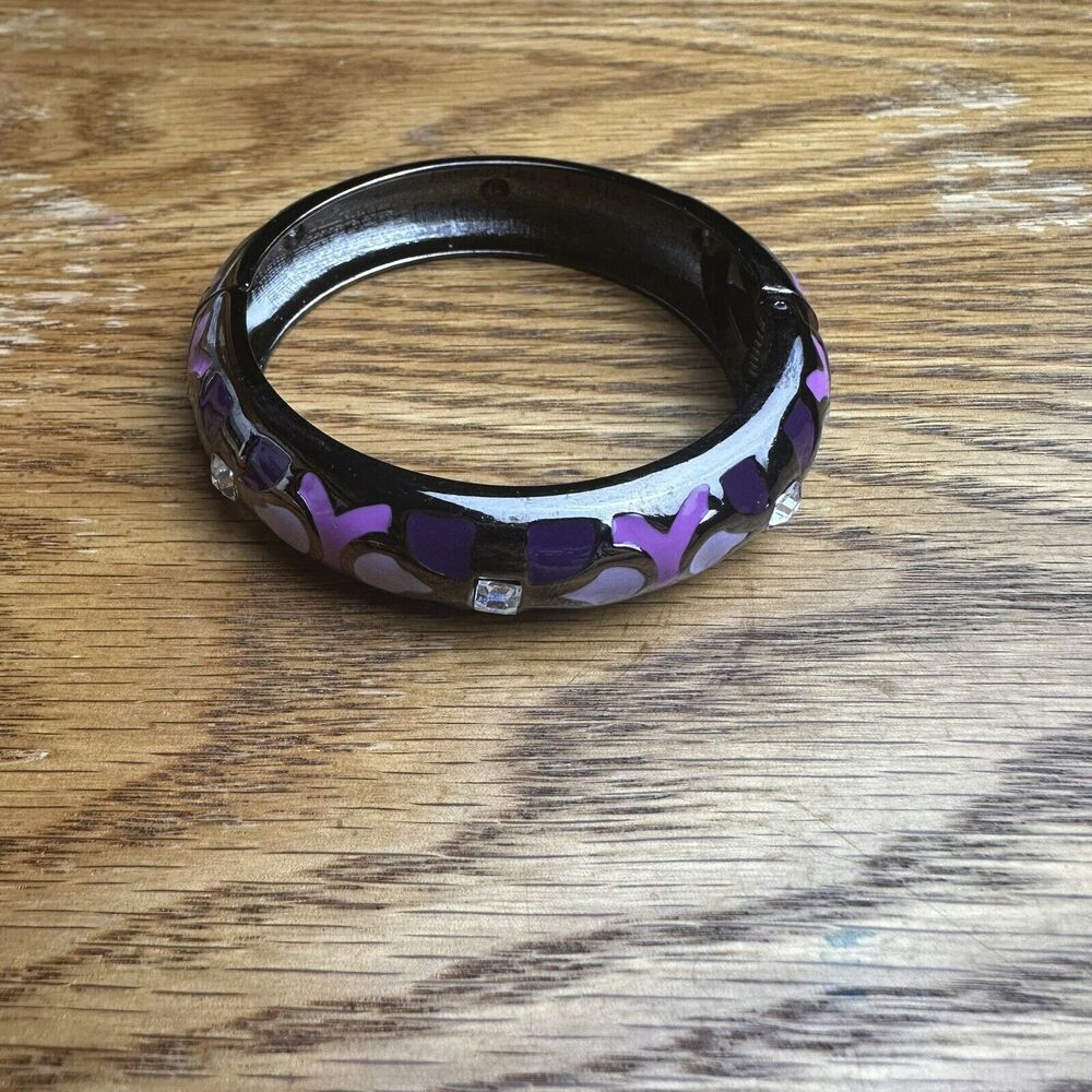Sequin Nordstrom Purple Black Tone Enamel Hinge Bangle $25 NWOT #169